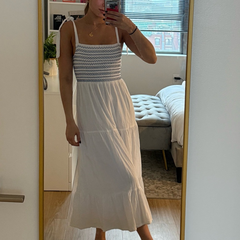 Lucky Brand White Ribbed Maxi Sundress
